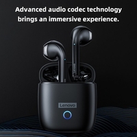 Lenovo LP50 BT 5.0 Écouteurs Casque sans fil BT Écouteur avec micro Écouteurs étanches à isolation phonique Charge rapide Couplage rapide Casque de sport intra-auriculaire Boîte de chargement Commande tactile