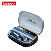 Lenovo QT81 Wireless BT Headphone Semi-in-ear Sports Earbuds BT5.0 Chip Battery Display Screen Touch Control Noir (Nouvelle Version)