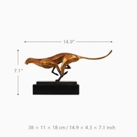Leopard Bronze Sculpture Modern Art Craft Home Desk Decor
