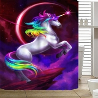 Les rideaux imperméables de rideau en douche de 3D animaux colorés de simulation des toilettes de salle de bains avec des crochets