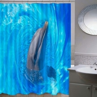 Les rideaux imperméables de rideau en douche de 3D animaux colorés de simulation des toilettes de salle de bains avec des crochets