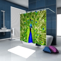 Les rideaux imperméables de rideau en douche de 3D animaux colorés de simulation des toilettes de salle de bains avec des crochets