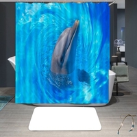 Les rideaux imperméables de rideau en douche de 3D animaux colorés de simulation des toilettes de salle de bains avec des crochets