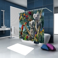 Les rideaux imperméables de rideau en douche de 3D animaux colorés de simulation des toilettes de salle de bains avec des crochets