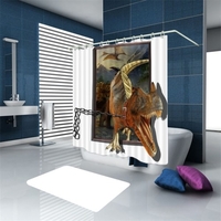 Les rideaux imperméables de rideau en douche de 3D animaux colorés de simulation des toilettes de salle de bains avec des crochets