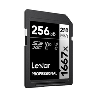 Lexar Professional 1667x 256 Go UHS-II Carte SD haute vitesse C10 U3 V60 Niveau de vitesse jusqu