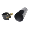 Ligature en Cuir Attache Capuchon de Plastique pour Soprano Sax Saxphone Bakélite Embouchure Durable