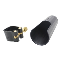 Ligature en Cuir Attache Capuchon de Plastique pour Soprano Sax Saxphone Bakélite Embouchure Durable