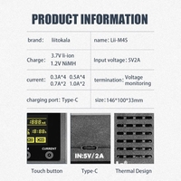 LiitoKala lii-M4S 4 emplacements 18650 chargeur de batterie intelligent écran LCD chargeur de batterie contrôle tactile pour 18650 18490 18350 17670 17500 16340 14500 10440 AA AAA C 26650 26350 25500 21700