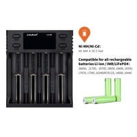 Liitokala LII-S4 Chargeur de batterie LCD 4 emplacements pour 18650 26650 21700 18350 AA Batterie au lithium NiMH Chargeur de détecteur à auto-polarité