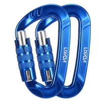 Lixada 2 pièces 12KN mousqueton Clips anneau en D clé de verrouillage sécurité pour Camping escalade randonnée