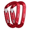 Lixada 2 pièces 12KN mousqueton Clips anneau en D clé de verrouillage sécurité pour Camping escalade randonnée