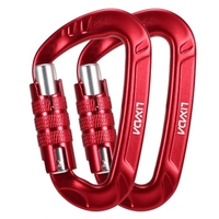 Lixada 2 pièces 12KN mousqueton Clips anneau en D clé de verrouillage sécurité pour Camping escalade randonnée