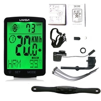 LIXADA 3 en 1 ordinateur de vélo sans fil écran LCD multifonctionnel ordinateur de vélo avec capteur de fréquence cardiaque compteur de vitesse de vélo de montagne odomètre IPX7 cyclisme étanche chronomètre de température mesurable
