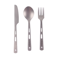 Lixada 3 pces Titanium Camping Outdoor Picnic Couverts Cuillère Couteau Fourchette