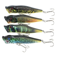 Lixada 4PCS Floating Popper Fishing Lures 12g 95mm Artificial Hard Bait Set Wobbler Appât avec 6 Crochets
