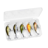 LIXADA 5 pièces leurres de pêche ensemble leurres corporels durs avec crochet triple appât de pêche réaliste appât de pêche 3D yeux appâts artificiels appâts avec boîte à pêche