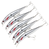 Lixada 5PCS Plongée Minnow Fishing Lures 8.6g 97mm 0.3-1.2m Articure artificielle Hard Fishing Lure Set Wobbler Bait avec 6 Crochets