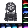 Lixada 7LEDs 105W RGBW 9/14 canaux DMX512 Mini lampe à effet de lumière de scène mobile à tête rotative
