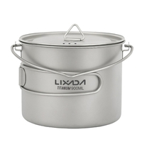 Lixada 900 ml tasse à eau en pot en titane ultraléger avec couvercle et poignée pliable Camping en plein air cuisine pique-nique