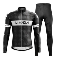 Lixada ensemble de vêtements de cyclisme coupe-vent à manches longues veste en jersey de vélo 3D pantalon rembourré en plein air cyclisme en cours d
