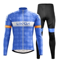 Lixada ensemble de vêtements de cyclisme coupe-vent à manches longues veste en jersey de vélo 3D pantalon rembourré en plein air cyclisme en cours d