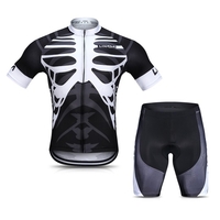 Lixada Hommes Maillot Cyclisme Ensemble Respirant À Manches Courtes À Manches Courtes Cyclisme Chemise avec Gel Rembourré Shorts VTT Vélo Vêtements Ensemble