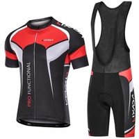 Lixada Maillot de cyclisme à manches courtes pour hommes Ensemble de cuissard rembourré Ensemble de vêtements de cyclisme respirant à séchage rapide