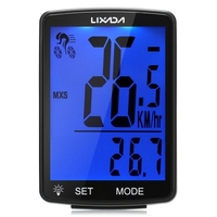 LIXADA Ordinateur de vélo sans fil Écran LCD multifonctionnel Ordinateur de vélo Compteur de vitesse VTT Odomètre IPX6 Vélo étanche Température mesurable Chronomètre Accessoires de cyclisme