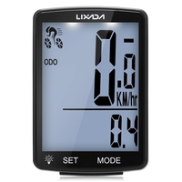 LIXADA Ordinateur de vélo sans fil Écran LCD multifonctionnel Ordinateur de vélo Compteur de vitesse VTT Odomètre IPX6 Vélo étanche Température mesurable Chronomètre Accessoires de cyclisme