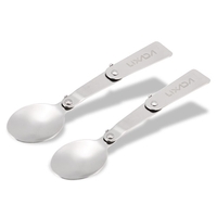 Lixada Pack de 2 cuillères en acier inoxydable pliables pour l