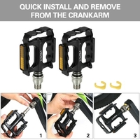 Lixada Pédales à dégagement rapide pour vélo VTT Pédale de plate-forme de vélo avec adaptateur d