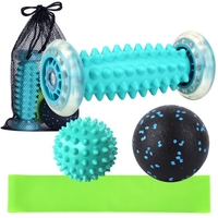 Lixada rouleau de Massage des pieds balle hérissée balle Fasciale résistance bande pochette de rangement ensemble pour soulagement de la douleur soulagement du Stress Relaxation