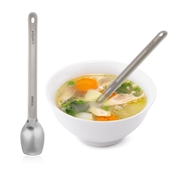 Lixada titane cuillère à long manche avec bol poli en plein air portable dîner cuillère couverts Camping randonnée pique-nique