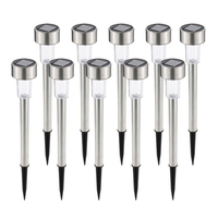 Lot de 10 lampes de jardin à LED à énergie solaire,  lampe de pelouse extérieure en acier inoxydable,  marche / arrêt automatique pour le décor d