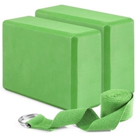 Lot de 2 blocs de yoga et sangles de yoga ensemble de blocs de fitness en mousse EVA antidérapants pour entraînement de yoga Pilates