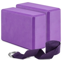 Lot de 2 blocs de yoga et sangles de yoga ensemble de blocs de fitness en mousse EVA antidérapants pour entraînement de yoga Pilates