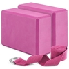 Lot de 2 blocs de yoga et sangles de yoga ensemble de blocs de fitness en mousse EVA antidérapants pour entraînement de yoga Pilates