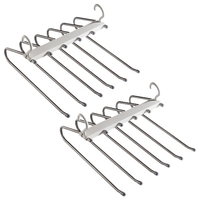 Lot de 2 cintres pour pantalons peu encombrants,  antidérapants,  organisateur de placard mou,  rangement pliable 6 en 1,  porte-pantalon superposé pour garde-robe,  rangement et organisateur de maison