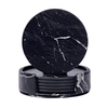 Lot de 6 sous-verres en cuir PU avec support sous-verres ronds et carrés sous-verres de bière pour boissons