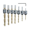 Lot de 8 outils de forage à chanfrein pour le travail du bois comprenant 7 forets à fraiser à trois points + clé en L forets à bois en acier à grande vitesse forets plaqués titane pour le forage du bois