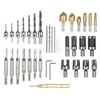 Lot de 8 outils de forage à chanfrein pour le travail du bois comprenant 7 forets à fraiser à trois points + clé en L forets à bois en acier à grande vitesse forets plaqués titane pour le forage du bois