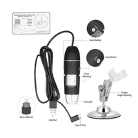 Loupe de microscope à zoom numérique USB avec fonction OTG Loupe à 8 LED,  grossissement 1600X avec support
