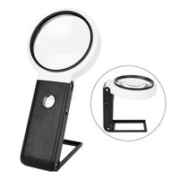 Loupe de poche Loupe multifonctionnelle de 80 mm 6X / 25X Miroir de lecture rond pliable à grossissement réglable avec 6 lumières LED 2 lampes UV