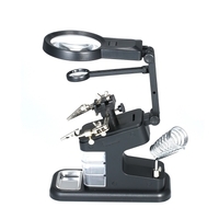 Loupe de soudage multifonctionnelle 3X/4.5X/25X Loupe de bureau à lumière LED Port USB Outil de réparation de support de soudure Loupe