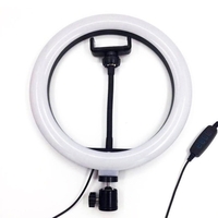 Lumière de remplissage de diffusion en direct de lumière circulaire Selfie Lopicca de bureau mobile avec arc de 10 `` + PTZ + support de téléphone de tuyau + trépied extensible de 83 