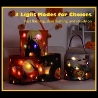 Lumière LED Up Halloween seau Halloween fourre-tout sacs avec poignée 3 Modes de lumière réutilisable Halloween bonbons sacs cadeaux sacs pour enfants Halloween fête sur le thème