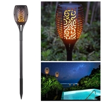 Lumière solaire Imperméable Flickering Flame Torch Light 96 LED Éclairage extérieur Éclairage solaire Pathway Lights Paysage Décoration Éclairage Auto On / Off