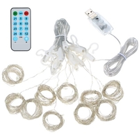 Lumières de rideau de fée 300 LED avec télécommande 3 * 3 mètres Fonction de synchronisation activée par la voix Guirlande de fenêtre Lumière USB alimenté en cuivre Twinkle Lights