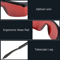 Lunettes de sécurité optiques avec jambe télescopique 190-540nm Lunettes de protection de sécurité Lunettes avec sac de rangement en tissu et boîte rigide